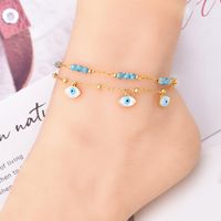 Y2k Hawaiian Beach Devil's Eye Stainless Steel Layered Shell 18k Gold Plated Women's Anklet main image 1