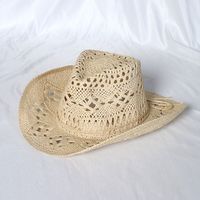 Unisex Simple Style Solid Color Hollow Out Crimping Straw Hat sku image 1
