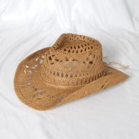 Unisex Simple Style Solid Color Hollow Out Crimping Straw Hat sku image 4
