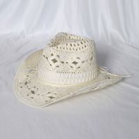 Unisex Simple Style Solid Color Hollow Out Crimping Straw Hat sku image 2