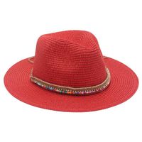 Unisex Ethnic Style Colorful Beaded Big Eaves Straw Hat sku image 1