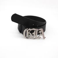 Simple Style Letter Pu Leather Alloy Women's Leather Belts sku image 1