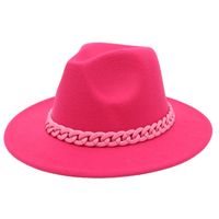 Unisex Britischer Stil Farbblock Die Kette Kette Große Traufen Fedora-hut main image 4