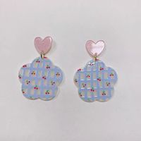 Wholesale Jewelry 1 Pair Sweet Rainbow Heart Shape Flower Arylic Alloy Drop Earrings sku image 17