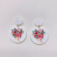Wholesale Jewelry 1 Pair Sweet Rainbow Heart Shape Flower Arylic Alloy Drop Earrings sku image 20