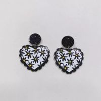 Wholesale Jewelry 1 Pair Sweet Rainbow Heart Shape Flower Arylic Alloy Drop Earrings sku image 22