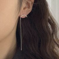 1 Pair Simple Style Solid Color Copper Asymmetrical Tassel Plating Drop Earrings Ear Studs main image 2