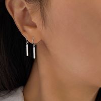 1 Pair Simple Style Square Copper Tassel Plating Silver Plated Earrings main image 1