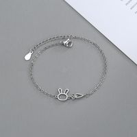 Sweet Simple Style Rabbit Carrot Copper Hollow Out Inlay Zircon Silver Plated Bracelets main image 5