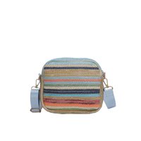 Women's Medium All Seasons Straw Color Block Classic Style Square Zipper Shoulder Bag main image 2