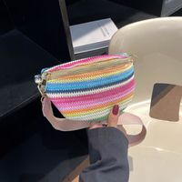 Women's Classic Style Color Block Straw Waist Bags sku image 1