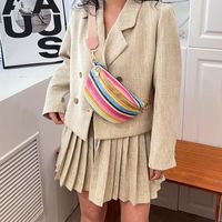Women's Classic Style Color Block Straw Waist Bags main image 4