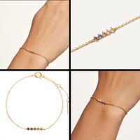 Ins Style Simple Style Geometric Sterling Silver Plating Inlay Zircon 18k Gold Plated Bracelets main image 1