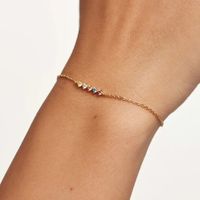 Ins Style Simple Style Geometric Sterling Silver Plating Inlay Zircon 18k Gold Plated Bracelets main image 2
