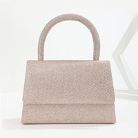 Champagne Silver Polyester Solid Color Square Evening Bags main image 4