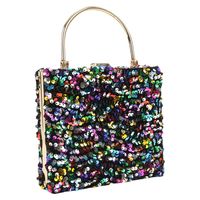 Black Colour Gold Polyester Solid Color Sequins Square Evening Bags main image 4