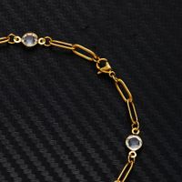 Wholesale Hip-hop Simple Style Geometric Stainless Steel Gold Plated Artificial Crystal Bracelets main image 2