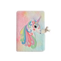 A5 New Unicorn Cartoon Plush With Lock Notebook Student Cute Journal Book Children's Diary Gift Book main image 3