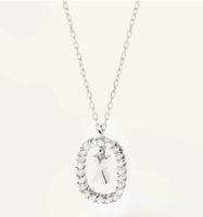 Elegant Simple Style Letter Sterling Silver Zircon Pendant Necklace In Bulk sku image 15