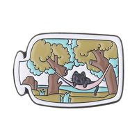 Lindo Árbol Gato Botella Aleación Barniz De Estufa Unisexo Broches sku image 2