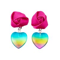 Wholesale Jewelry 1 Pair Vacation Heart Shape Flower Plastic Drop Earrings sku image 1