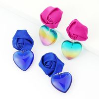 Wholesale Jewelry 1 Pair Vacation Heart Shape Flower Plastic Drop Earrings main image 6
