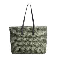 Women's Medium All Seasons Straw Solid Color Streetwear Square Zipper Straw Bag sku image 2