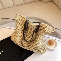 Women's Medium All Seasons Straw Solid Color Streetwear Square Zipper Straw Bag main image 1