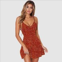 Mujeres Falda Vestido De Tirantes Pastoral Sin Cuello Dobladillo Con Volantes Escotado Por Detrás Sin Mangas Lunares Por Encima De La Rodilla Fiesta Exterior sku image 6