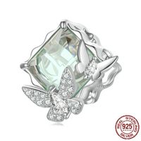 Dulce Cuadrado Forma De Corazón Mariposa Plata Esterlina Embutido Diamantes De Imitación Colgantes sku image 5