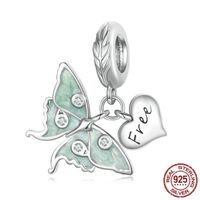 Sweet Square Heart Shape Butterfly Sterling Silver Inlay Rhinestones Pendants sku image 3
