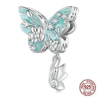 Sweet Square Heart Shape Butterfly Sterling Silver Inlay Rhinestones Pendants sku image 8