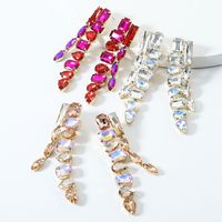 1 Paire Élégant Luxueux Brillant Carré Les Gouttelettes D'eau Incruster Alliage Strass Boucles D'oreilles main image 5