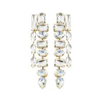1 Pair Elegant Luxurious Shiny Square Water Droplets Inlay Alloy Rhinestones Drop Earrings sku image 8