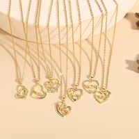 Mama Letter Heart Shape Copper Inlay Zircon 14k Gold Plated Pendant Necklace main image 5