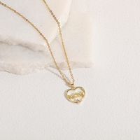 Mama Letter Heart Shape Copper Inlay Zircon 14k Gold Plated Pendant Necklace main image 7