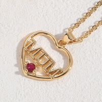 Mama Simple Style Letter Heart Shape Copper Plating Hollow Out Inlay Zircon 14k Gold Plated Pendant Necklace sku image 2