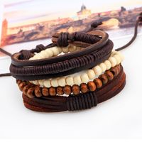 Casual Letter Feather Wings Pu Leather Alloy Beaded Patchwork Men's Bracelets sku image 9