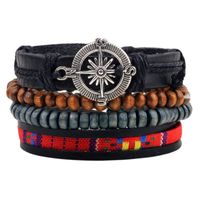 Casual Letter Feather Wings Pu Leather Alloy Beaded Patchwork Men's Bracelets sku image 13