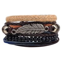 Décontractée Lettre La Plume Ailes Faux Cuir Alliage Perlé Patchwork Hommes Bracelets sku image 15