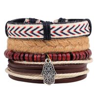 Casual Letter Feather Wings Pu Leather Alloy Beaded Patchwork Men's Bracelets sku image 17