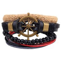 Décontractée Lettre La Plume Ailes Faux Cuir Alliage Perlé Patchwork Hommes Bracelets sku image 19