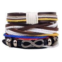 Casual Letter Feather Wings Pu Leather Alloy Beaded Patchwork Men's Bracelets sku image 20