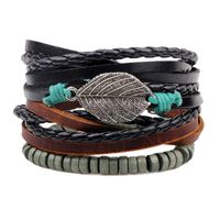 Casual Letter Feather Wings Pu Leather Alloy Beaded Patchwork Men's Bracelets sku image 22