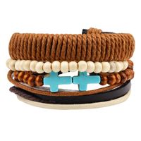 Décontractée Lettre La Plume Ailes Faux Cuir Alliage Perlé Patchwork Hommes Bracelets sku image 24