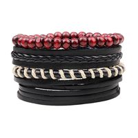 Casual Letter Feather Wings Pu Leather Alloy Beaded Patchwork Men's Bracelets sku image 30