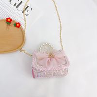 Girl's Small Pu Leather Bow Knot Cute Square Magnetic Buckle Crossbody Bag sku image 4