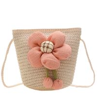 Women's Small Straw Flower Cute Square Zipper Crossbody Bag main image 6