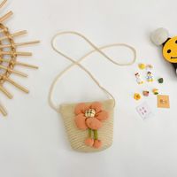 Women's Small Straw Flower Cute Square Zipper Crossbody Bag sku image 10