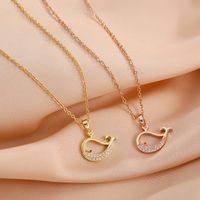 Copper 18K Gold Plated Cute Plating Hollow Out Inlay Whale Zircon Pendant Necklace main image 6